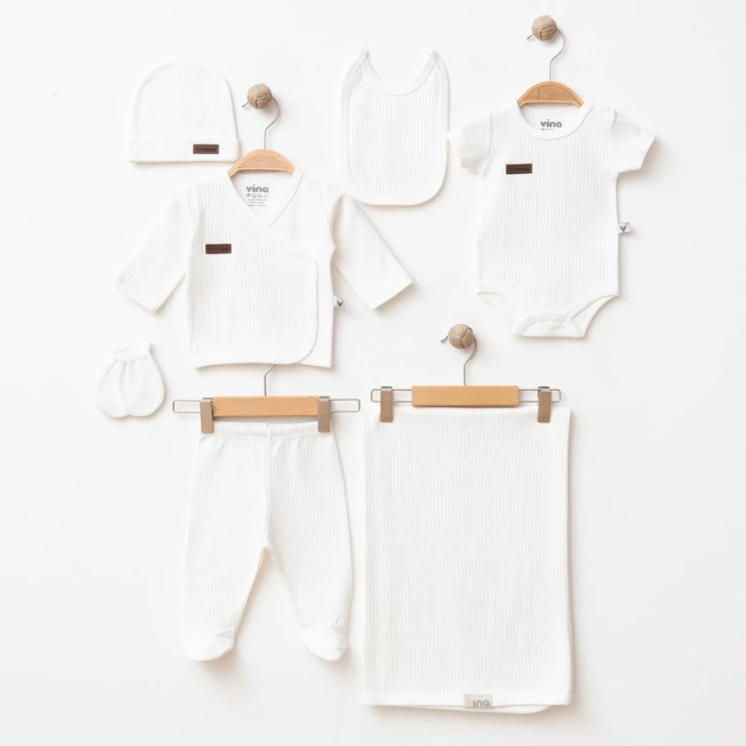 Newborn 7-Piece Layette Set - White - Gumus Baby - by Peralane