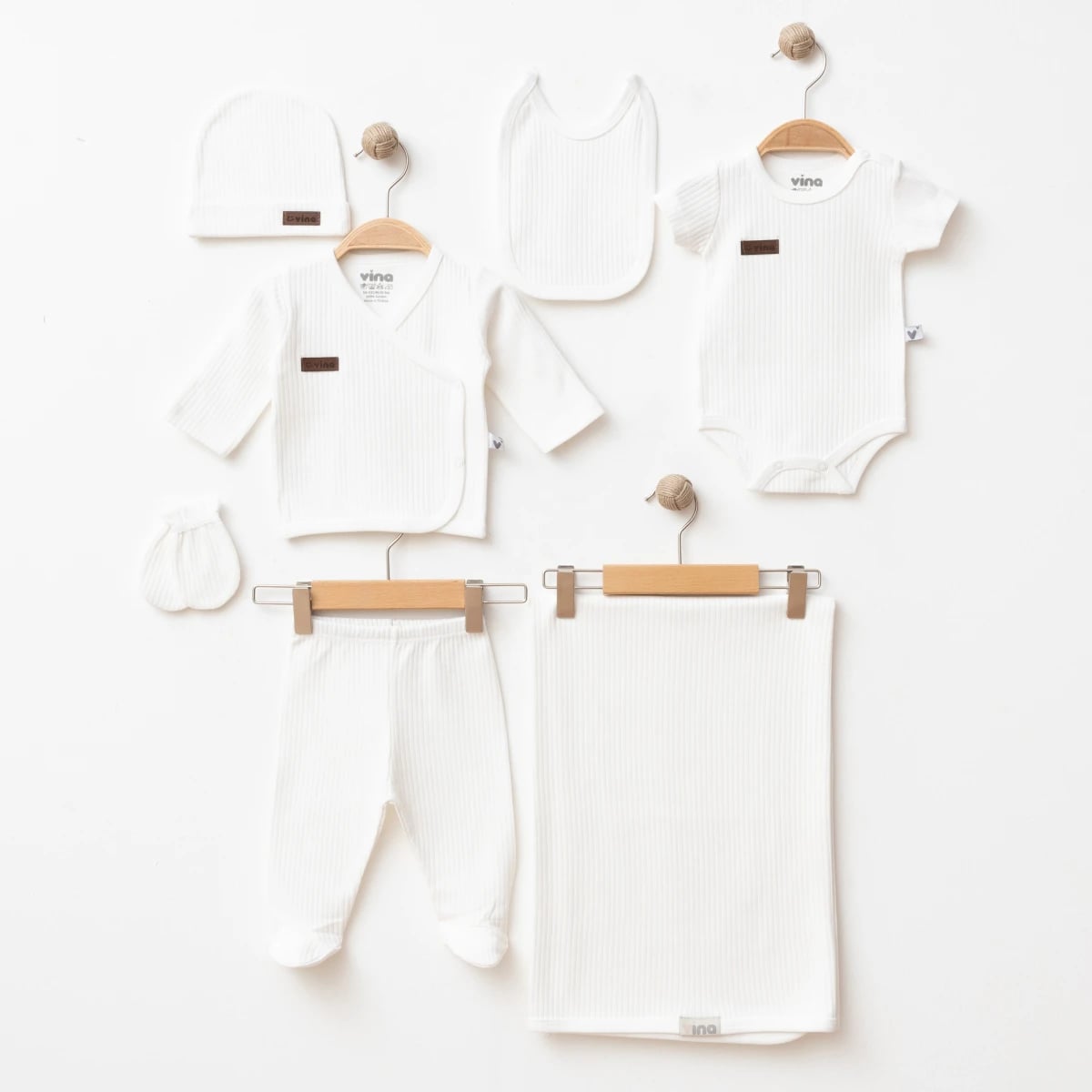 Newborn 7-Piece Layette Set - White - Gumus Baby - by Peralane