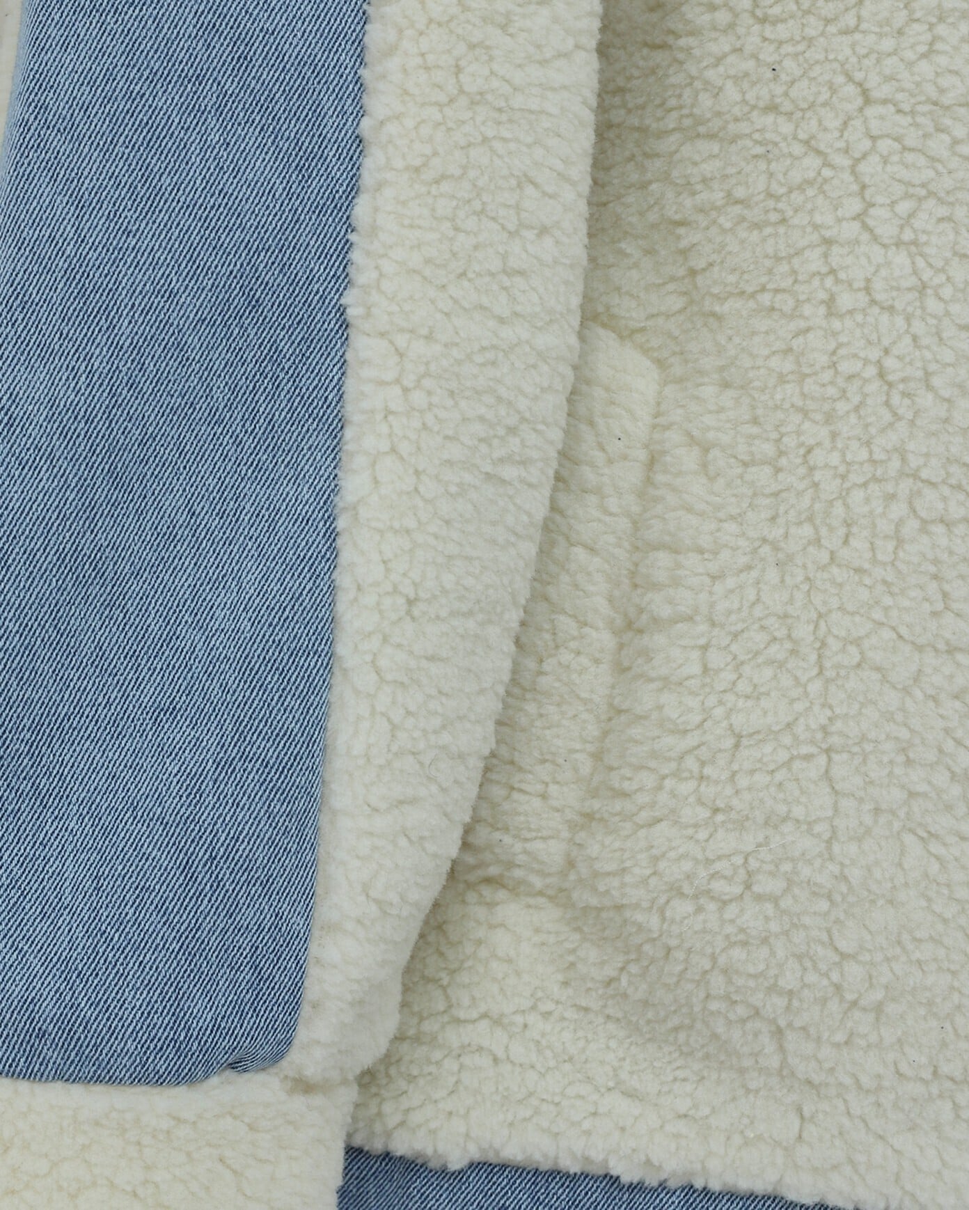 Denim-Detail Lined Pocket Plush Coat - White - Podyumplus - by Peralane - photo 6