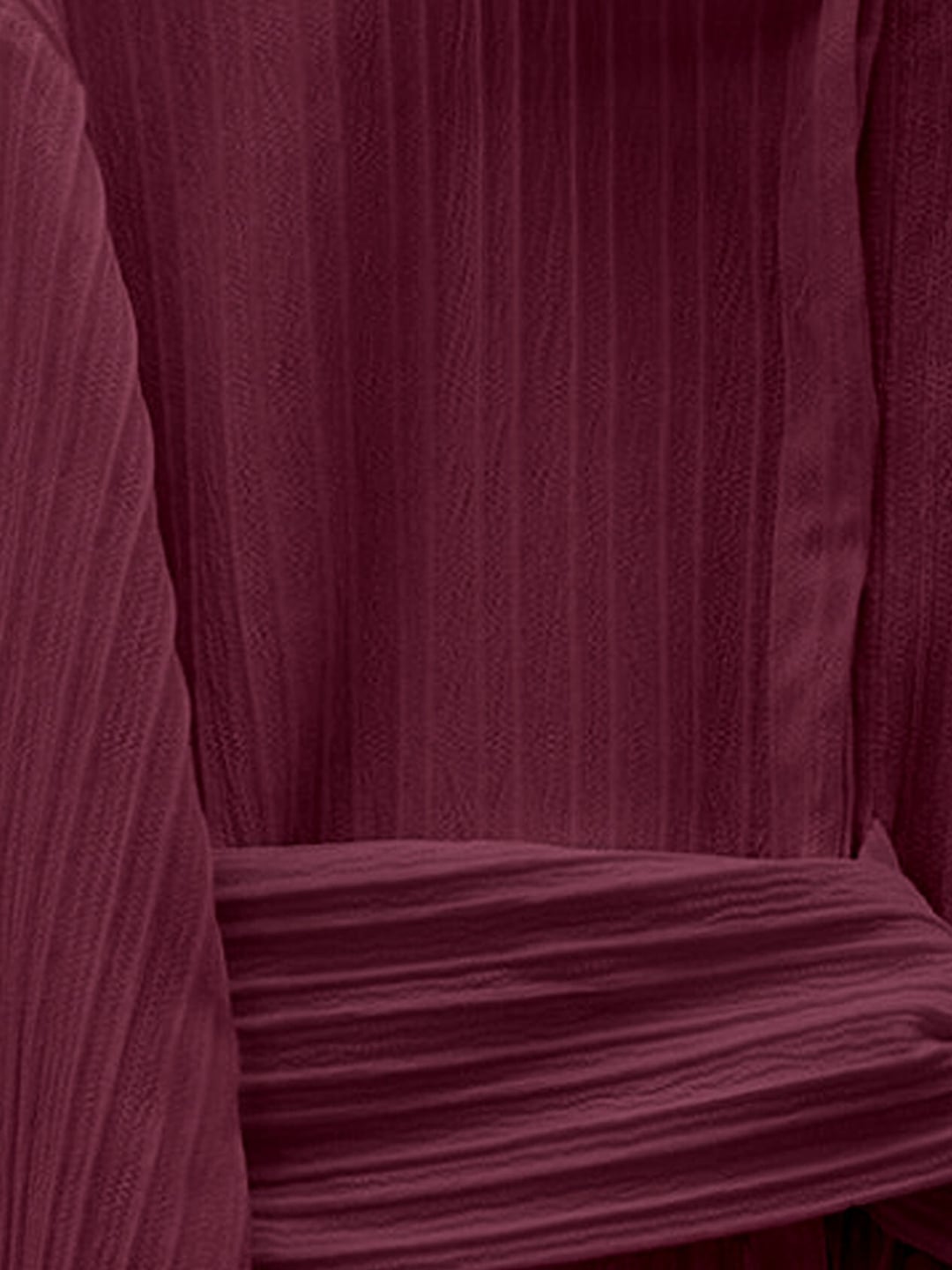 Burgundy Tie-Belt Crinkle Tunic with Ribbed Texture - Podyumplus - by Peralane - photo 7