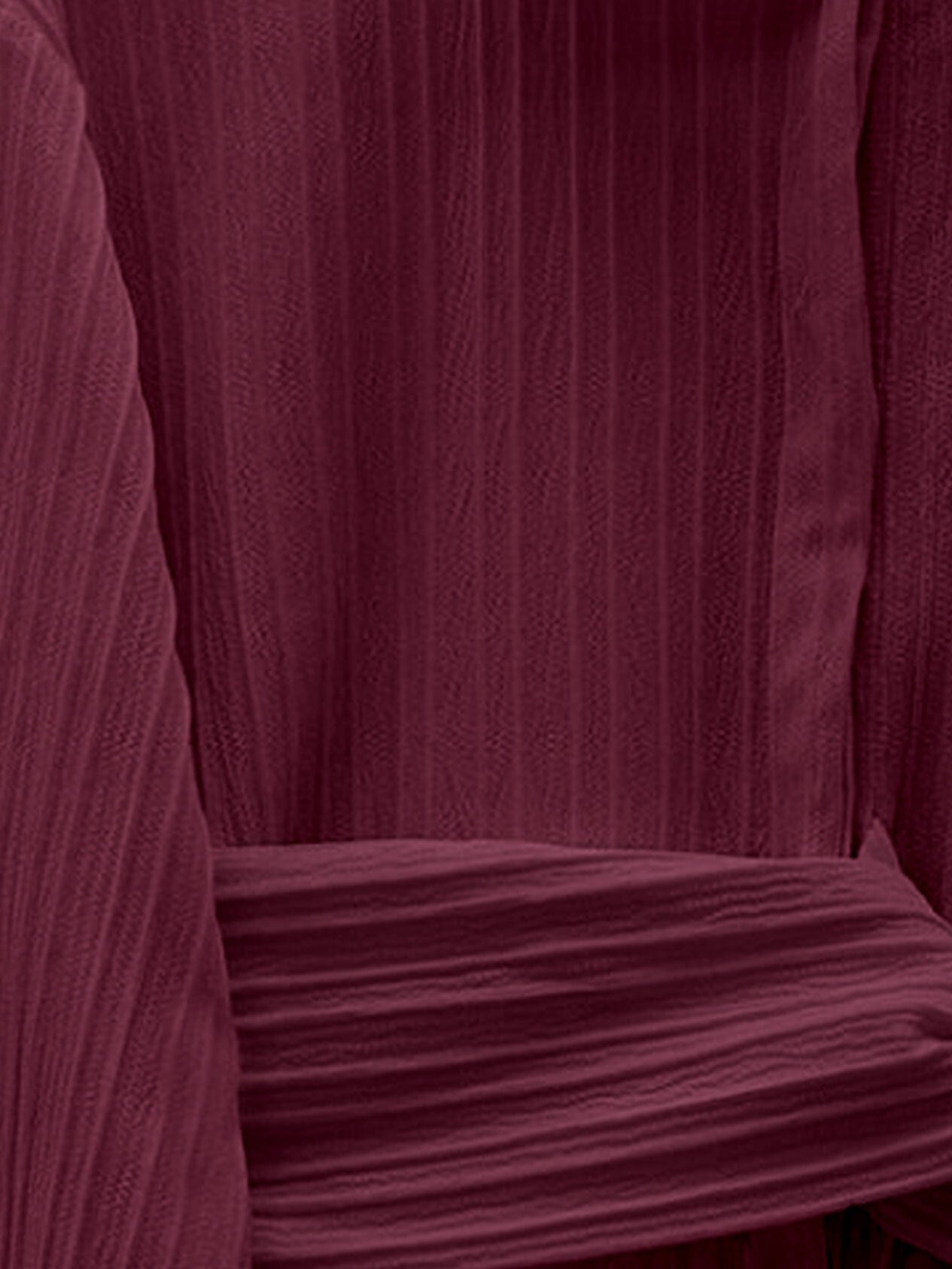 Burgundy Tie-Belt Crinkle Tunic with Ribbed Texture - Podyumplus - by Peralane - photo 7