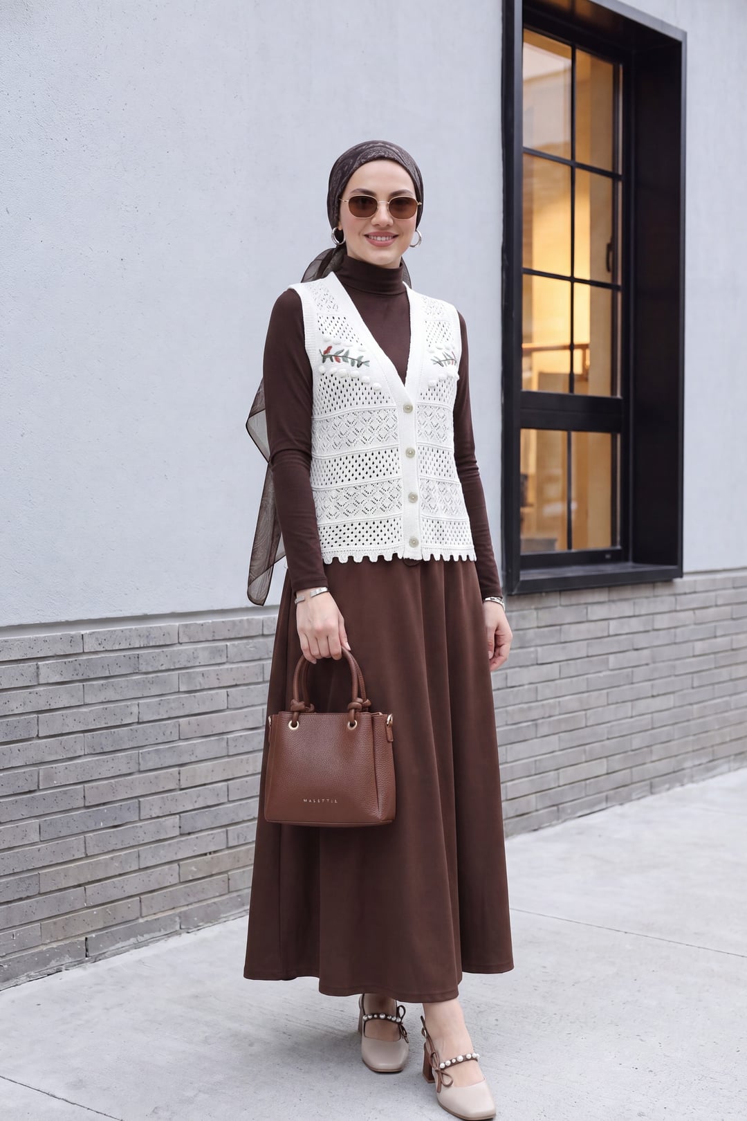 Leaf Embroidered Openwork Pom-Pom Knitted Cardigan - Ecru - Podyumplus - by Peralane - photo 3