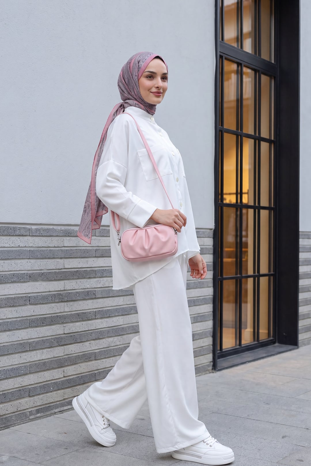 White Two-Piece Blouse and Wide-Leg Trousers Set - Podyumplus - by Peralane - photo 4