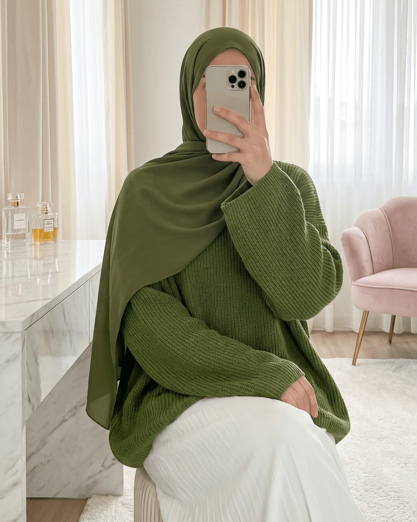 Round Neck Relaxed Knit Tunic - Pistachio Green - Podyumplus - by Peralane - photo 2