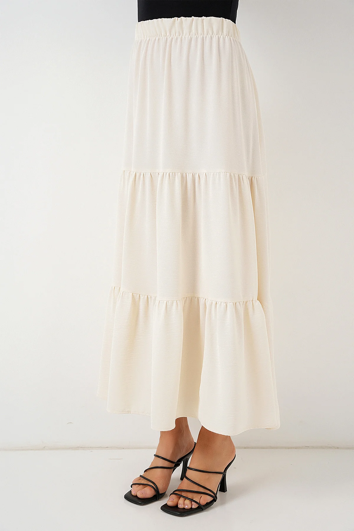 Women's Long Tiered Skirt in Cream - 8048 - Bigdart - by Peralane - photo 5