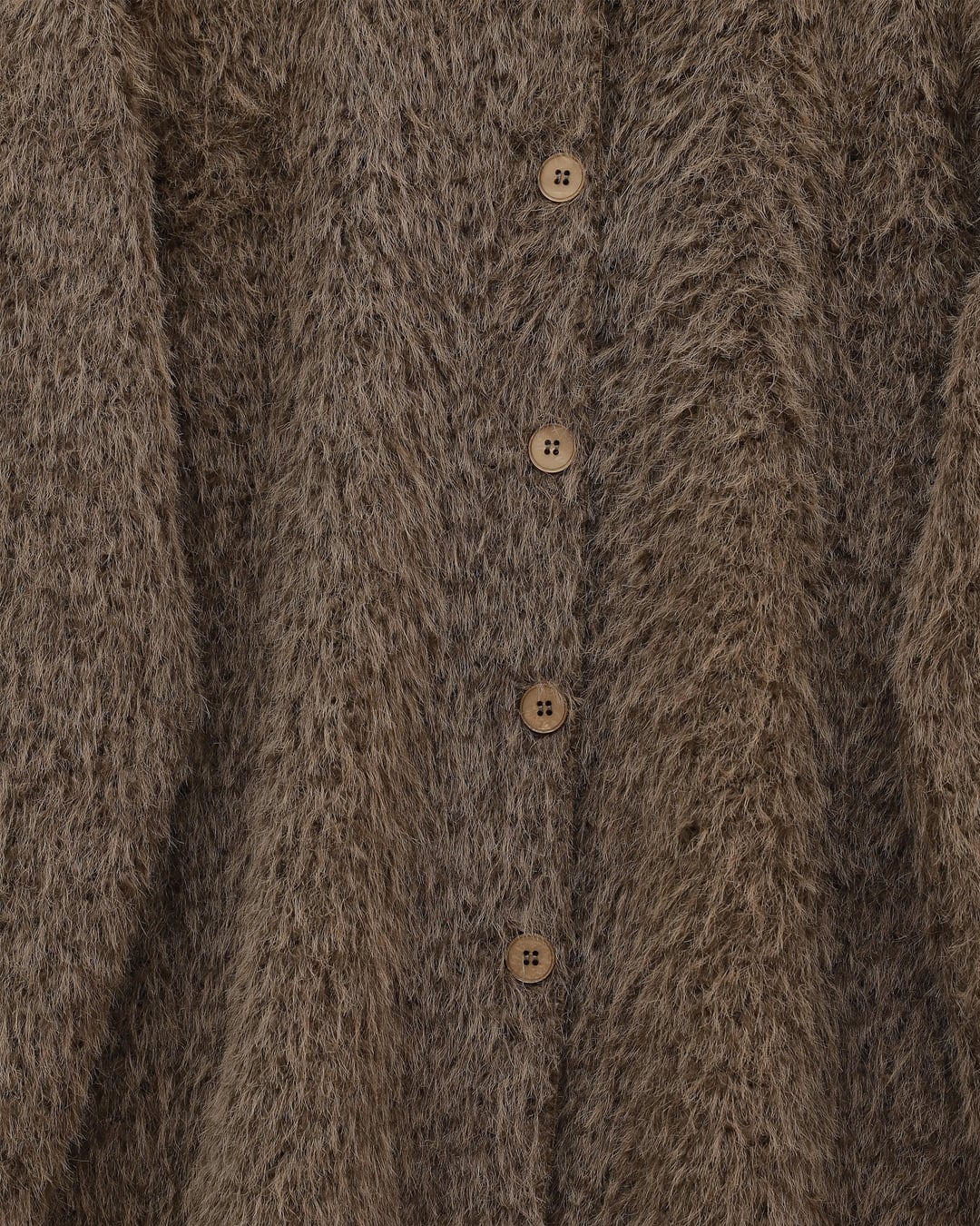 Scarf Detail Button-Front Fuzzy Jacket - Tan - Podyumplus - by Peralane - photo 4