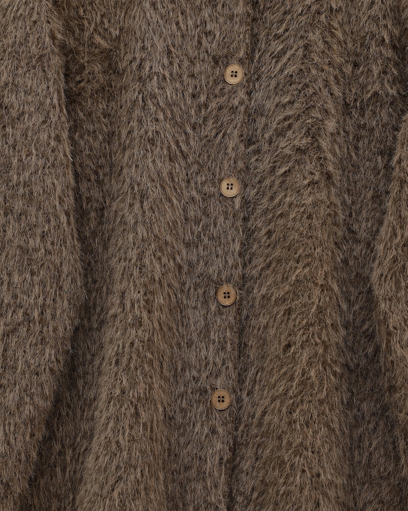 Scarf Detail Button-Front Fuzzy Jacket - Tan - Podyumplus - by Peralane - photo 4
