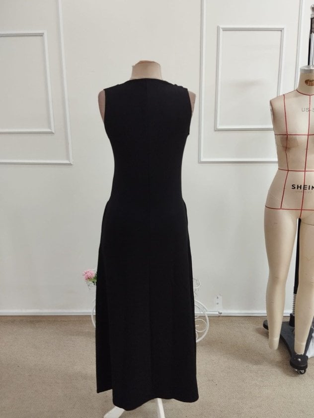 Women's Sleeveless V-Neck Jersey Maxi Dress with Pockets - Janes - by Peralane - photo 6