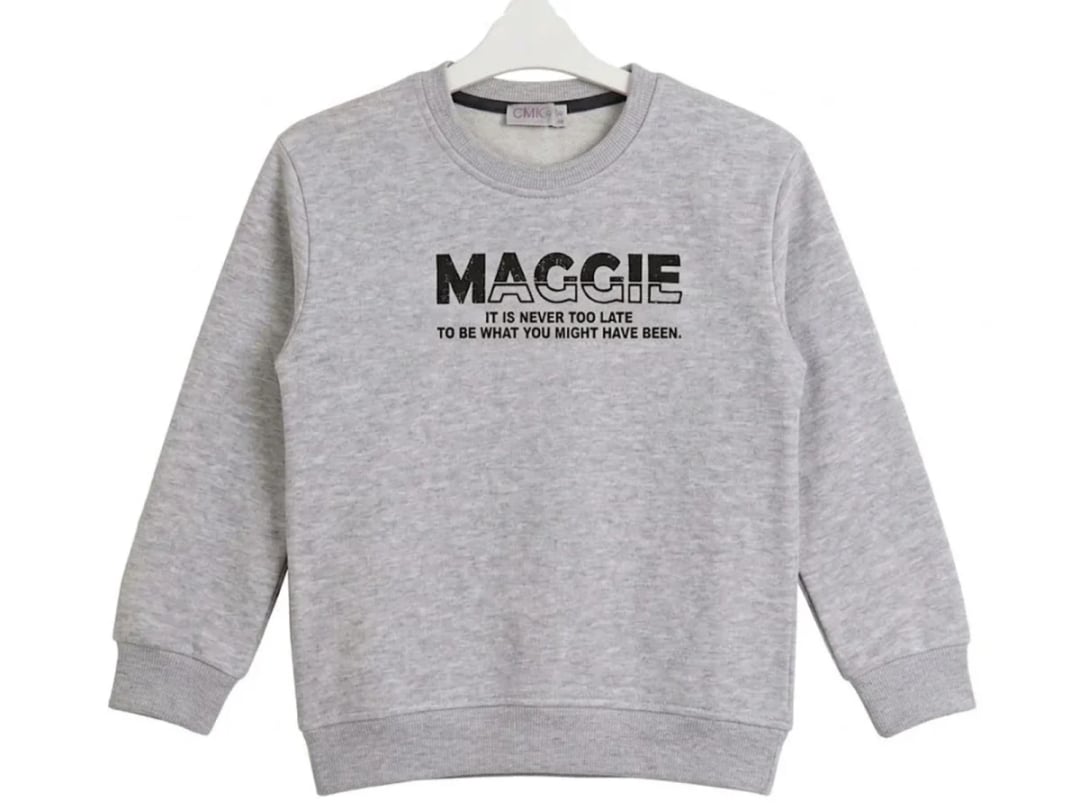 Kids' Printed Crew Neck Sweatshirt in Light Grey Marl - CMK - by Peralane