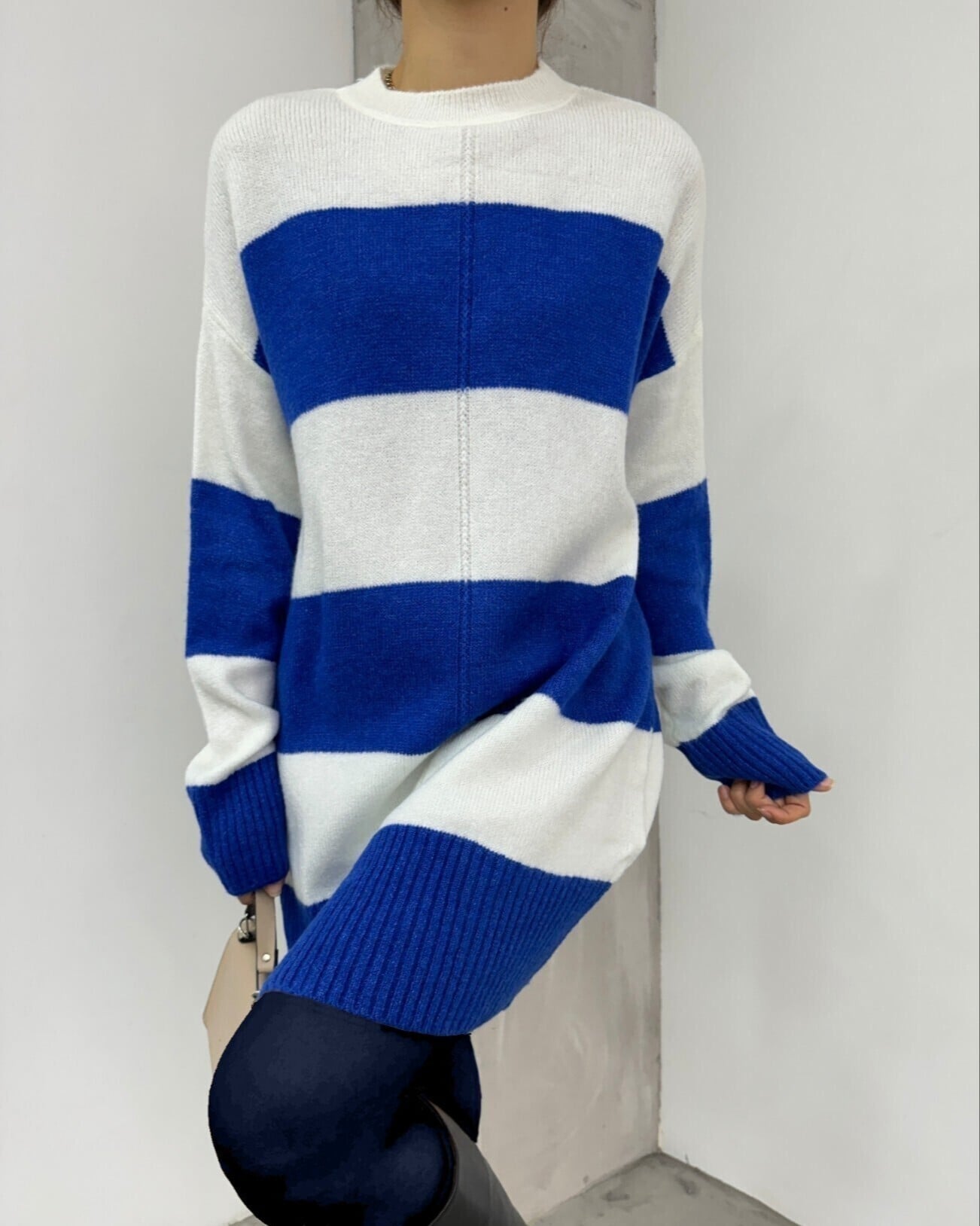 Striped Knit Tunic in Saks Colour - Podyumplus - by Peralane - photo 3
