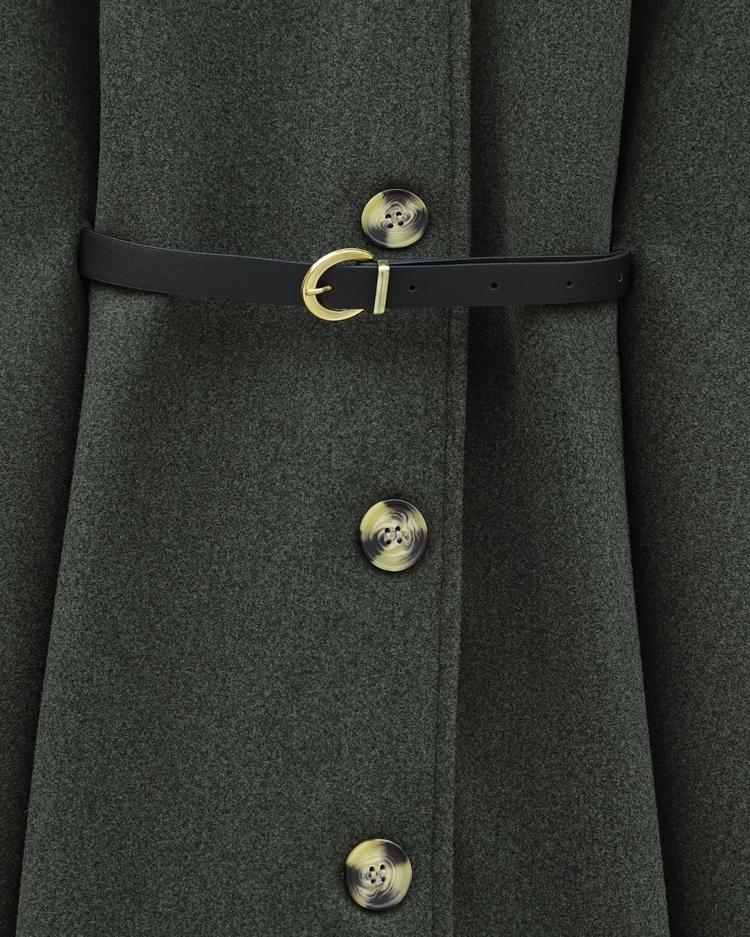 Collar Faux Fur Belted Buttoned Wool Cape - Khaki - Podyumplus - by Peralane - photo 3