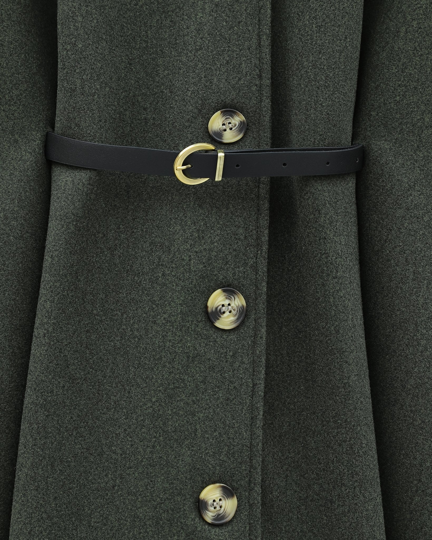 Collar Faux Fur Belted Buttoned Wool Cape - Khaki - Podyumplus - by Peralane - photo 3