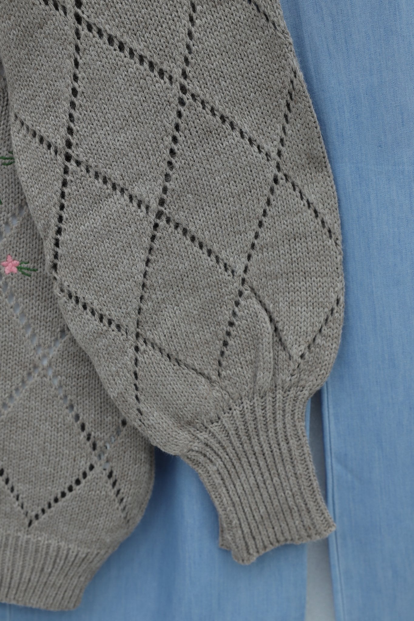 Embroidered Diamond Knit Cardigan - Earth - Podyumplus - by Peralane - photo 8