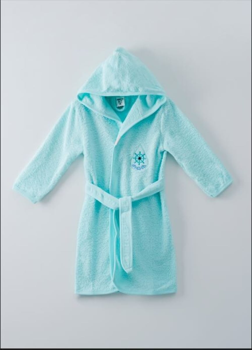 Kids Hooded Terry Bathrobe - Mint Green - Ramel Kids - by Peralane