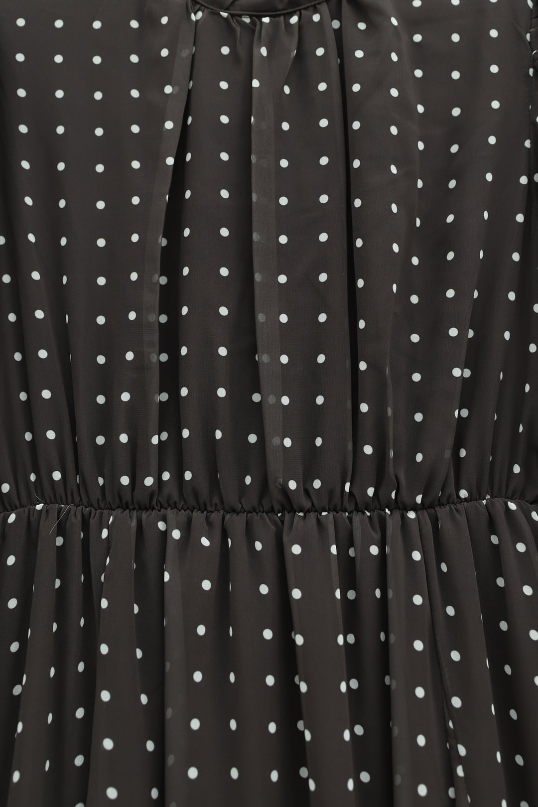 Lined Elastic Waist Polka Dot Long Chiffon Dress - Brown - Podyumplus - by Peralane - photo 5