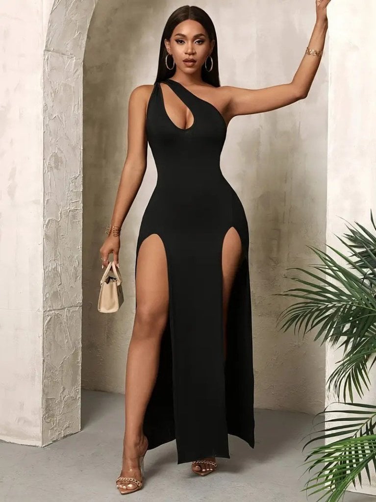 Women's One-Shoulder Maxi Dress with Slits - Janes - by Peralane - photo 3