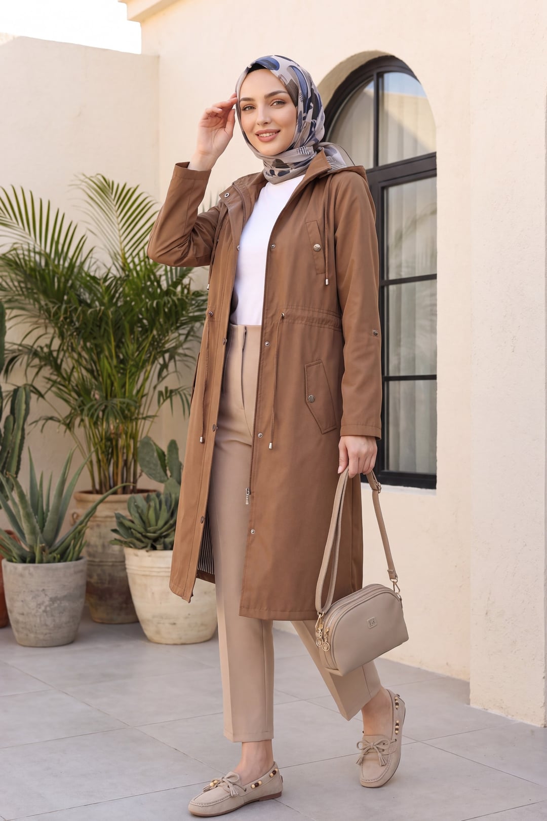Women's Lined Trench Coat - Earth - Podyumplus - by Peralane - photo 3