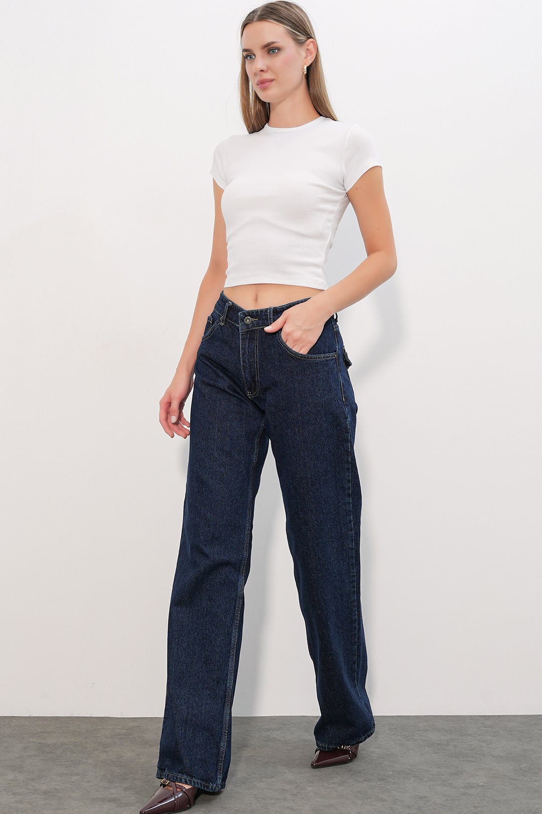 Women's Wide-Leg Sequin Detail Jeans 30124 - Dark Indigo - Bigdart - by Peralane - photo 4