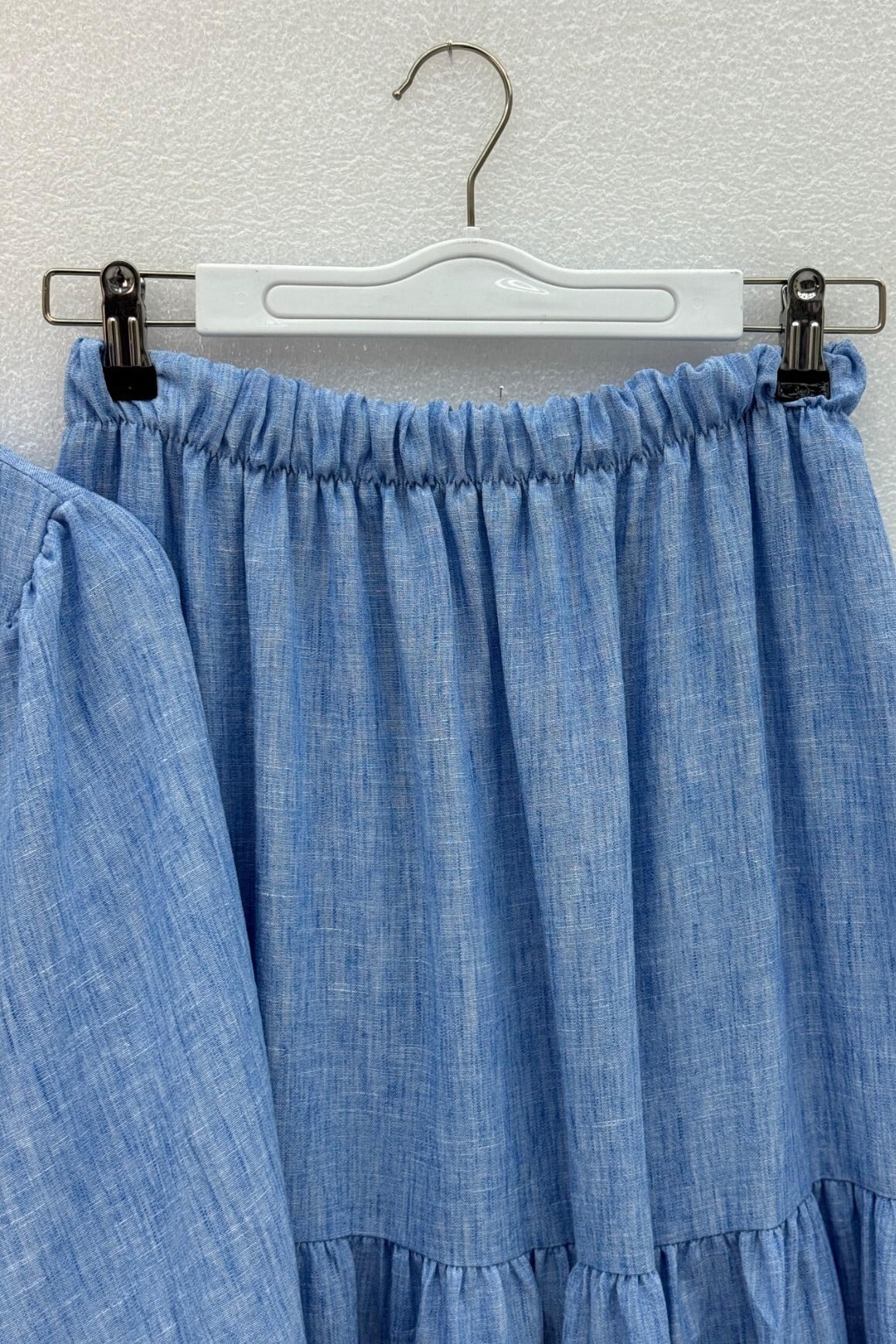 Blue Linen-Look Button-Front Drawstring Co-ord Set - Podyumplus - by Peralane - photo 7