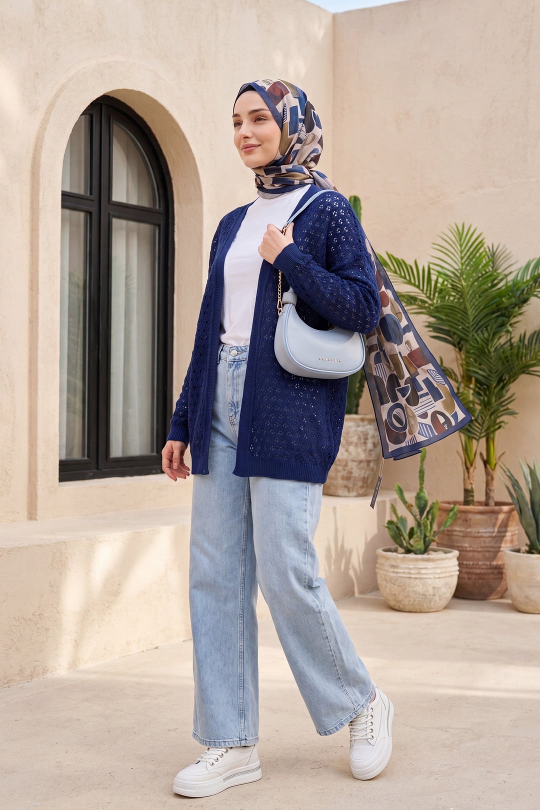 Navy Blue Open-Knit Cardigan - Podyumplus - by Peralane - photo 4