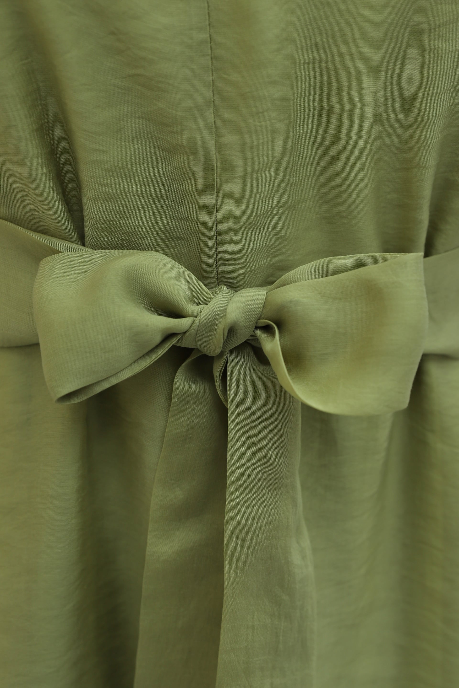 Brooch Detail Belted Lined Balloon Sleeve Tulle Voile Dress - Olive Green - Podyumplus - by Peralane - photo 6