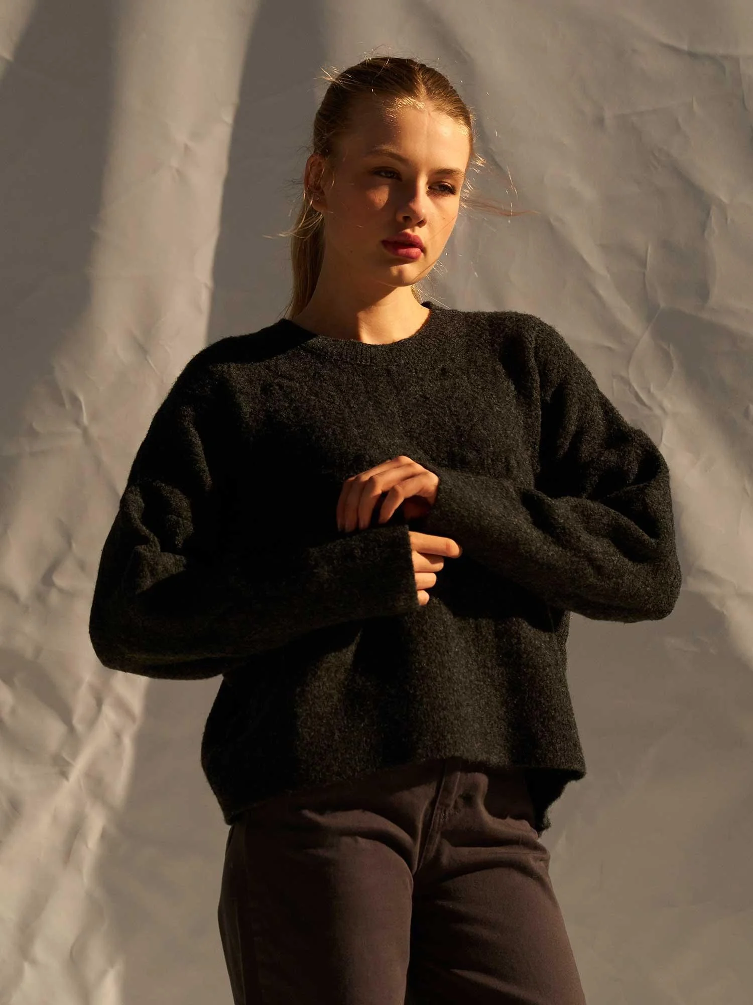 Crew Neck Oversized Openwork Knit Sweater - Lefon - by Peralane - photo 7