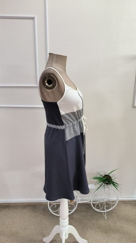 Women's Sleeveless Color-Block Dress with Front Zipper and Drawstring Waist - Janes - by Peralane - photo 6