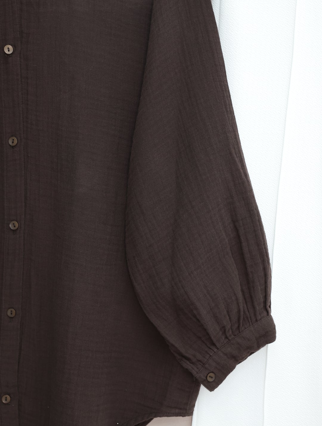 Oval Cut Buttoned Muslin Blouse - Dark Brown - Podyumplus - by Peralane - photo 6