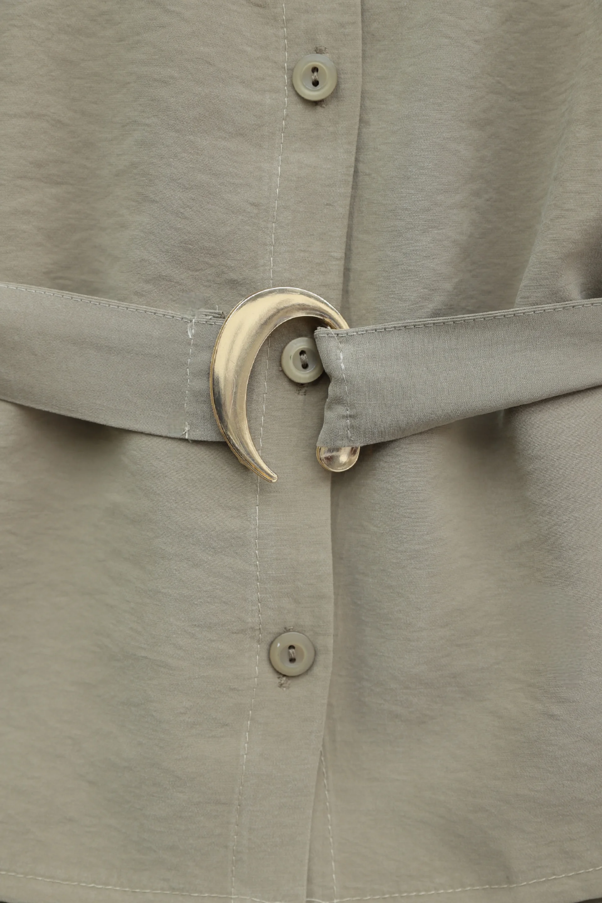 Shoulder-Padded Belted Modal Two-Piece Set with Elastic Skirt - Light Brown - Podyumplus - by Peralane - photo 4