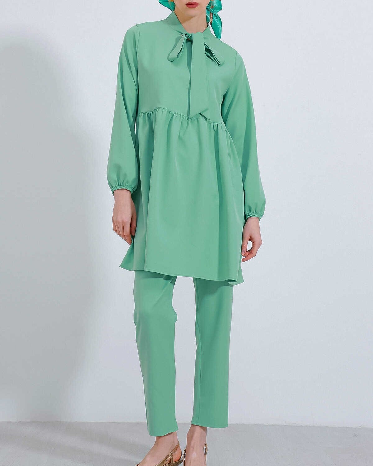 Women's Mint Knit Tunic and Trousers Two-Piece Modest Set 6654 - Bigdart - by Peralane - photo 6
