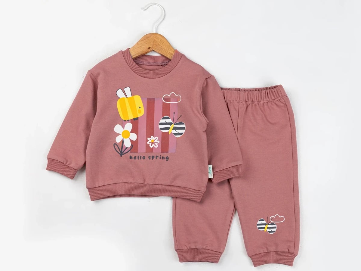 Hello Bee Print Girls Sweatshirt and Trousers Set (Pack of 3) - Comix - by Peralane