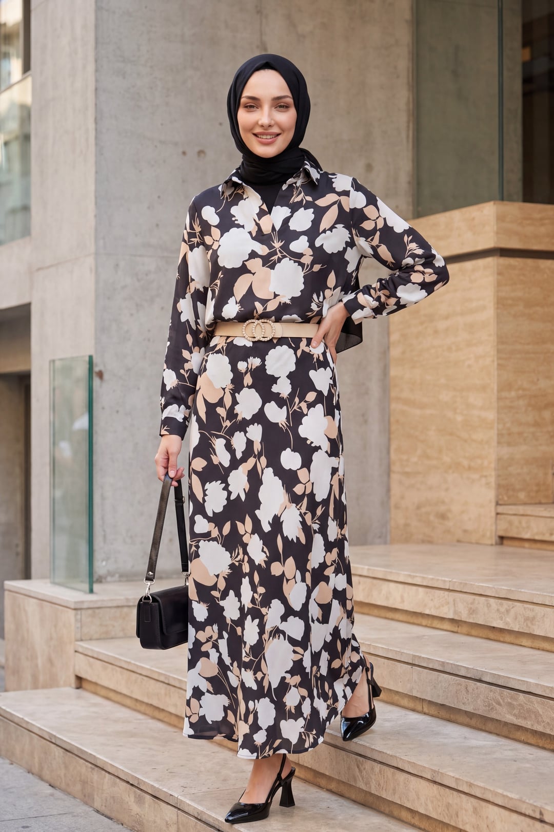 Patterned Satin Co-ord Set - Black - Bigdart - by Peralane - photo 3