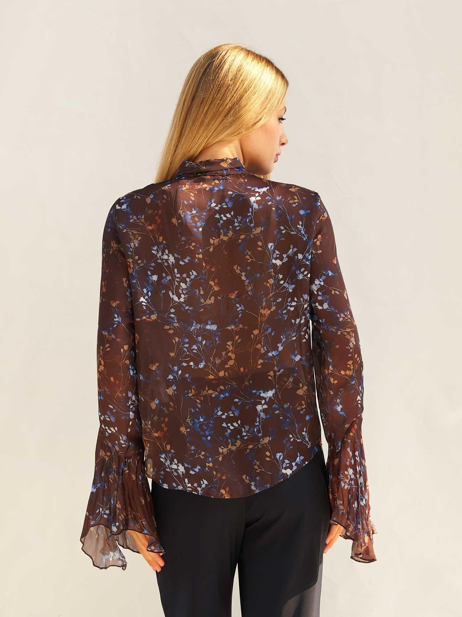 Floral Print Pussy-Bow Blouse – Long Sleeve Sheer Women's Shirt - Lefon - by Peralane - photo 3