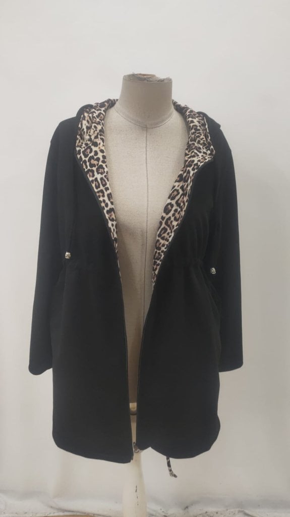 Women's Zip-Up Hooded Jacket with Leopard Print Lining - Janes - by Peralane - photo 5