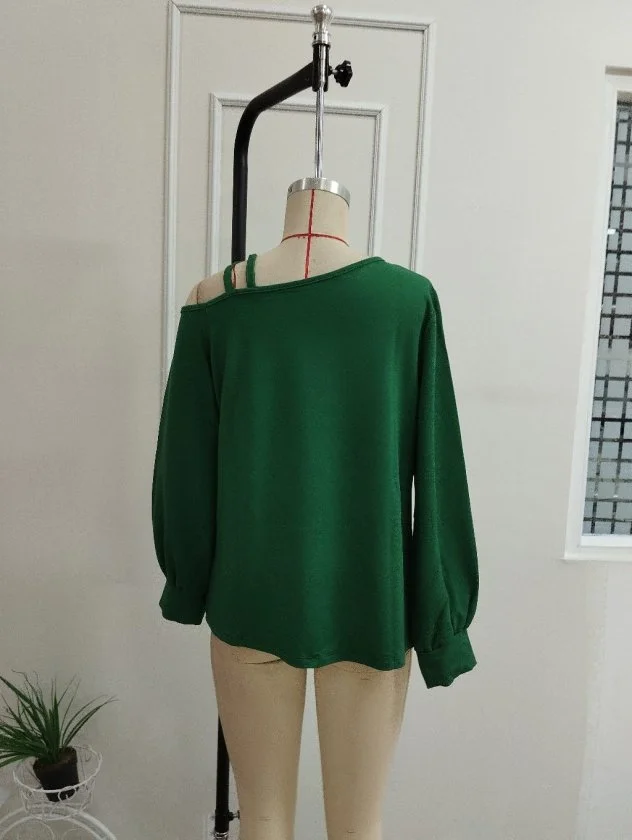 Women's Long Sleeve One-Shoulder Cross-Strap Knit Blouse - Janes - by Peralane - photo 5