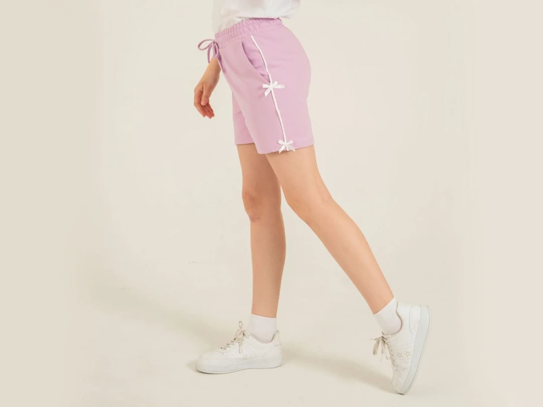 Girls' Pack of 4 Knit Shorts with Bow Trim - Light Purple - Nickel - by Peralane