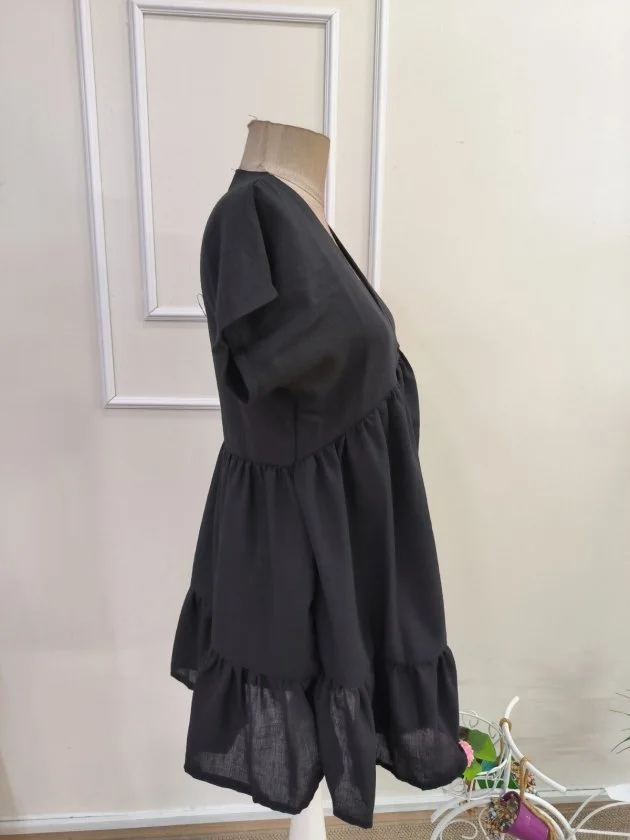 Women's Short-Sleeve V-Neck Ruffled Short Dress - Janes - by Peralane - photo 5