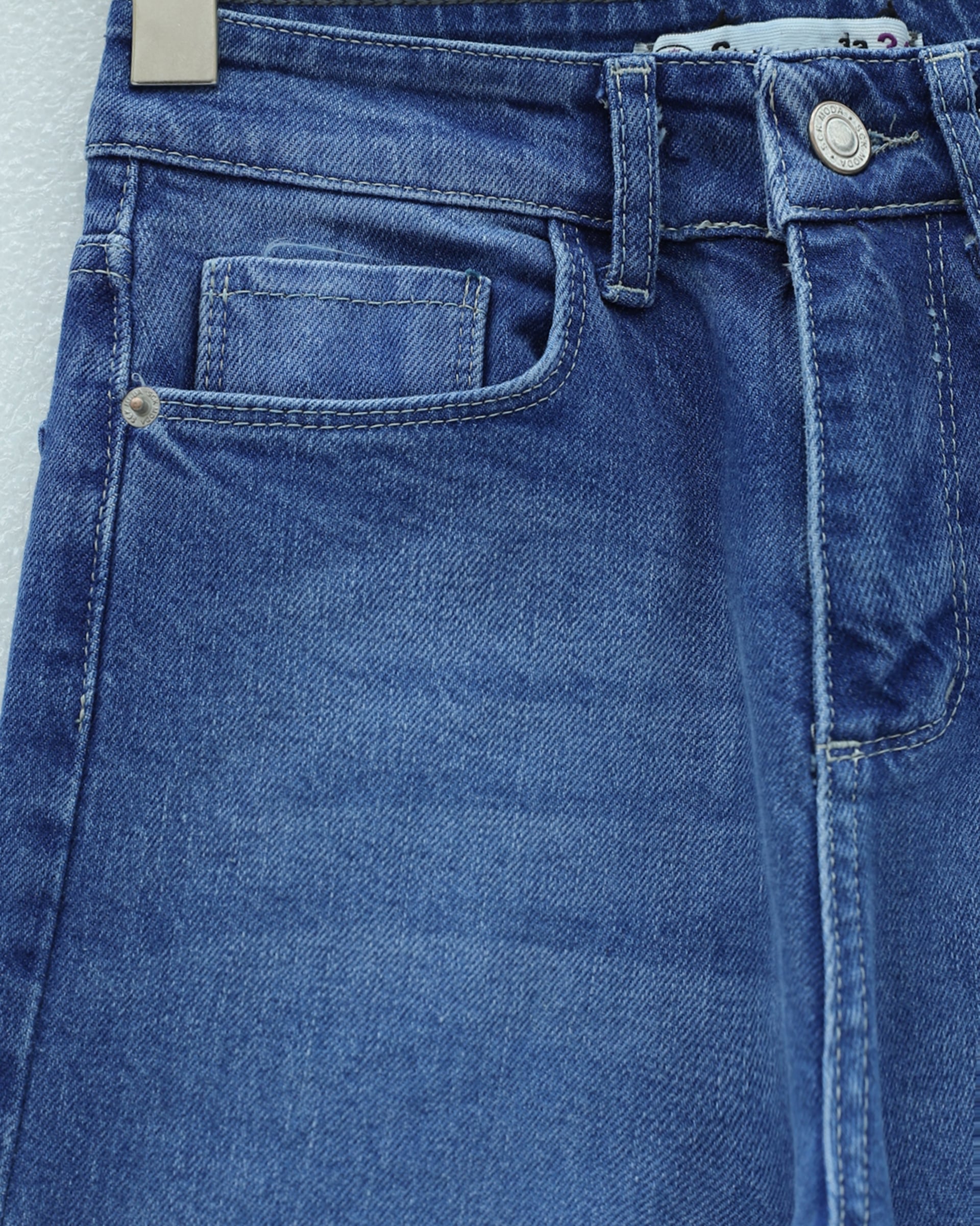 Pocket Zip Palazzo Jeans - Light Blue - Podyumplus - by Peralane - photo 5