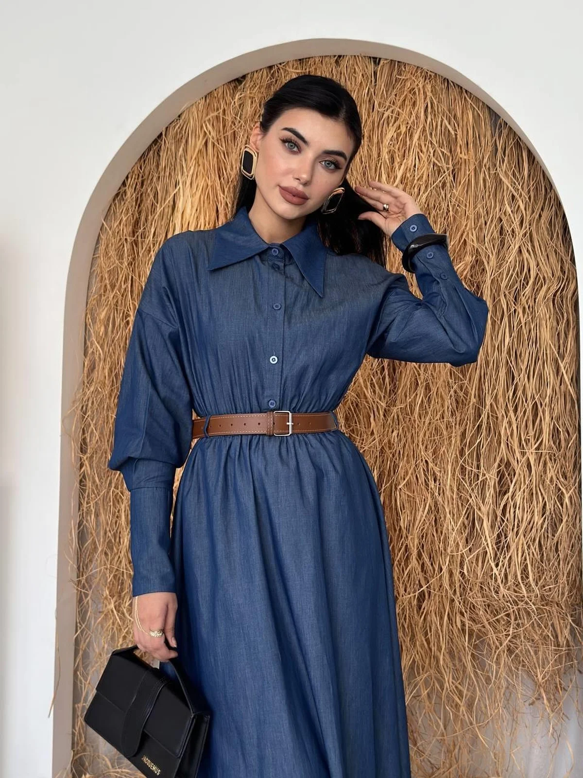 Peju Denim Dress ETK-00752 in Blue - Etika - by Peralane