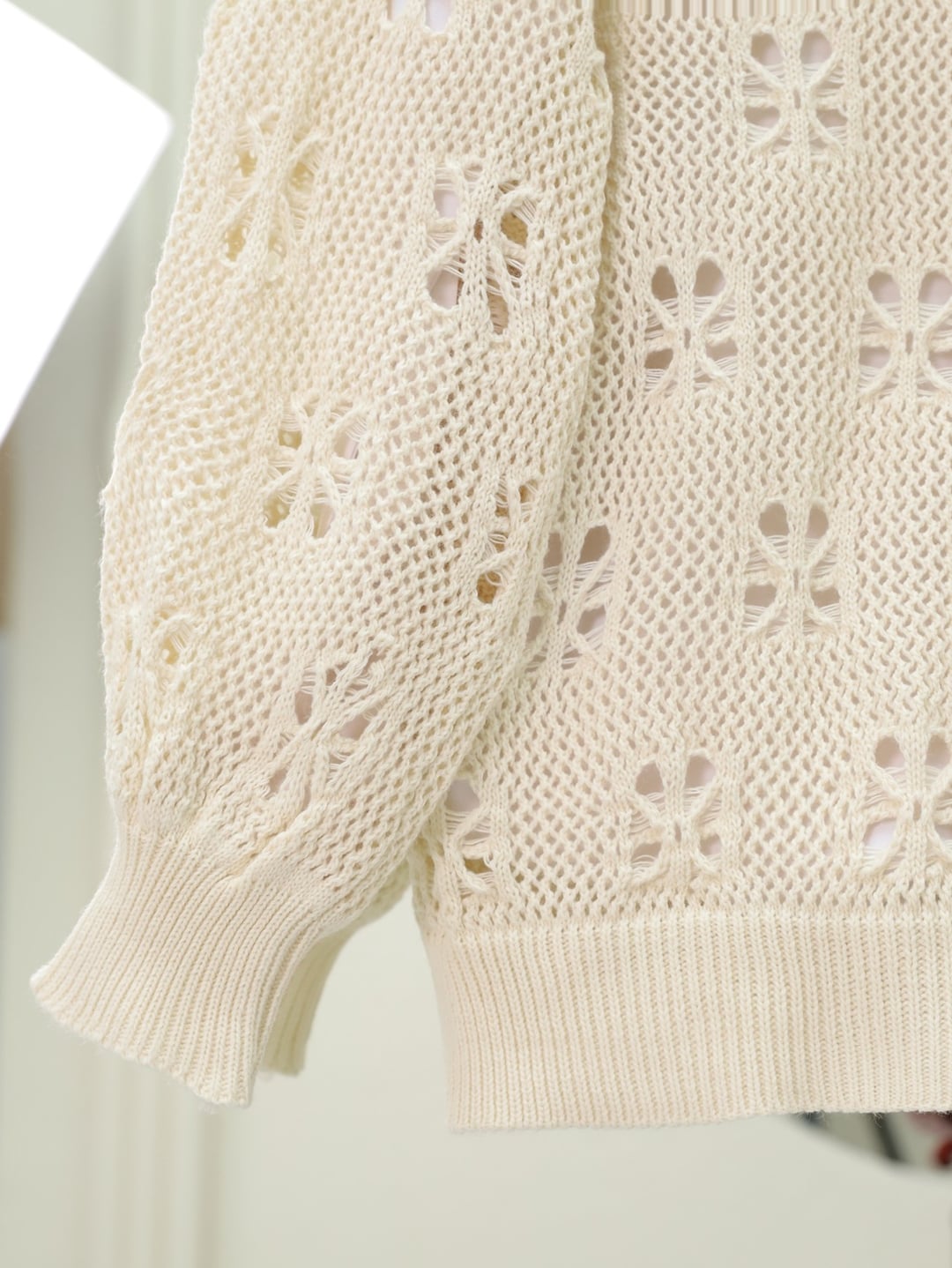Cream Buttoned Openwork Midi Knit Cardigan - Podyumplus - by Peralane - photo 4