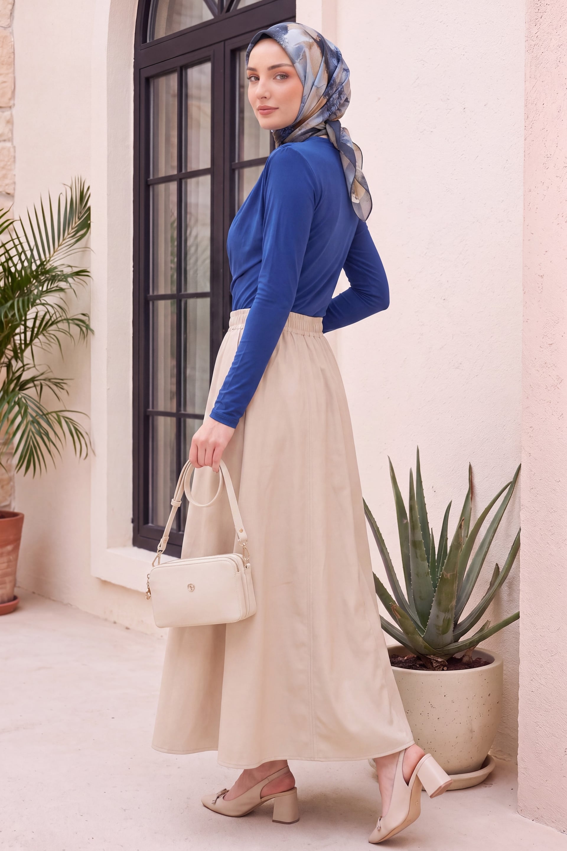 Half Mock Neck Ruched Blouse - Saks (Royal Blue) | Peralane - Podyumplus - by Peralane - photo 6