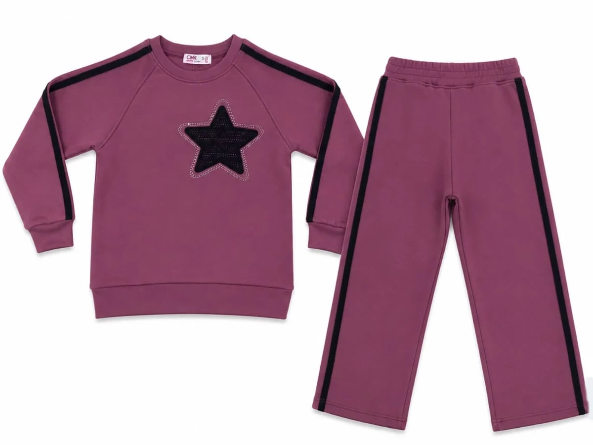 Girls' Star Embroidered Sweatshirt and Trousers Set - CMK - by Peralane