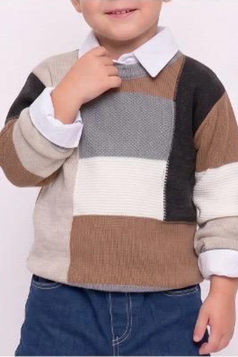 Boys' Color-Block Knit Sweater Set - Brown - Has Bereket - by Peralane