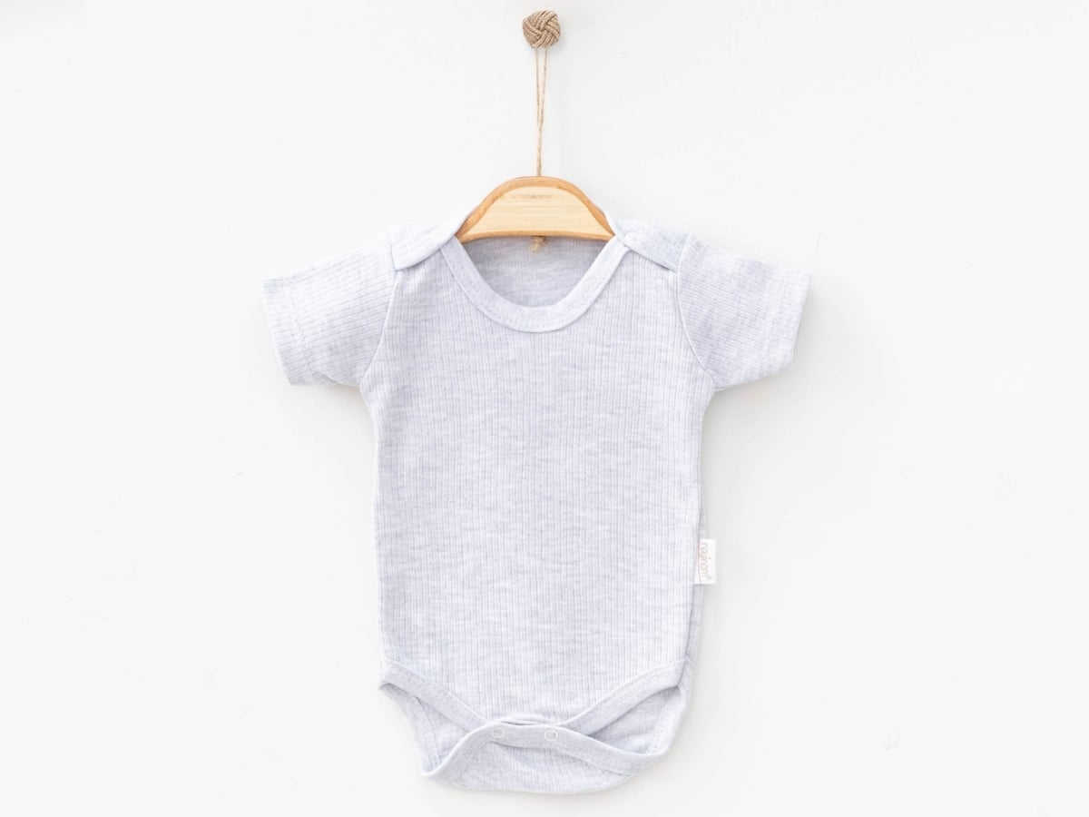 Plain Ribbed Short-Sleeve Unisex Snap Bodysuit - Nayinom - by Peralane