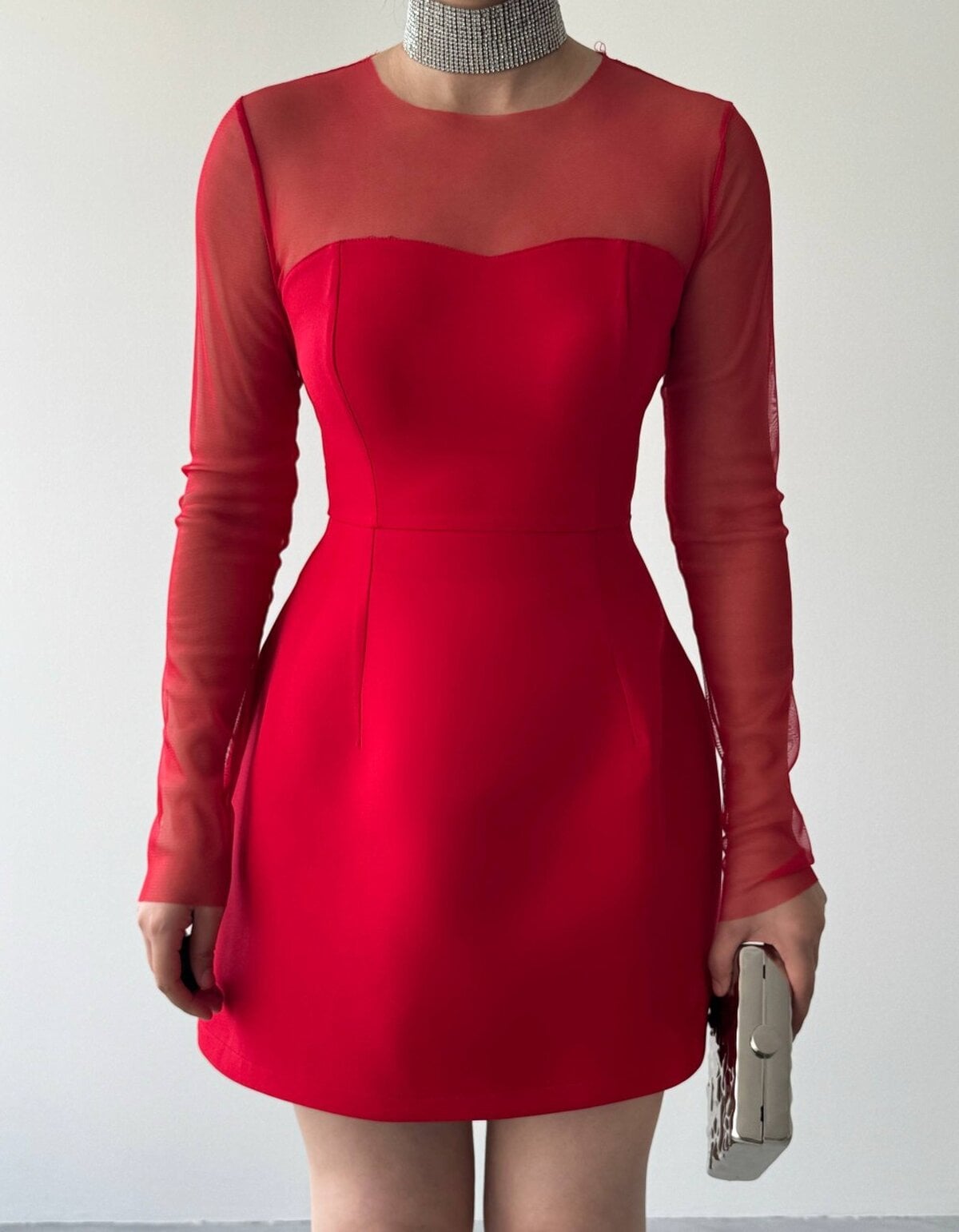 Nessa Red Sheer Mesh Dress - Etika - by Peralane - photo 2