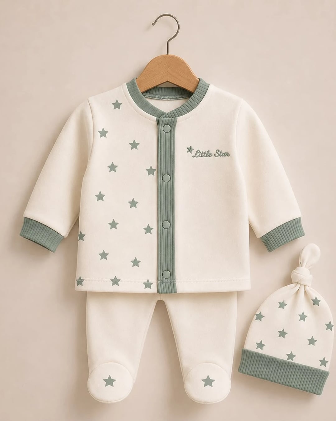 Baby 3-Piece Star Pattern Set - Green - Safera - by Peralane