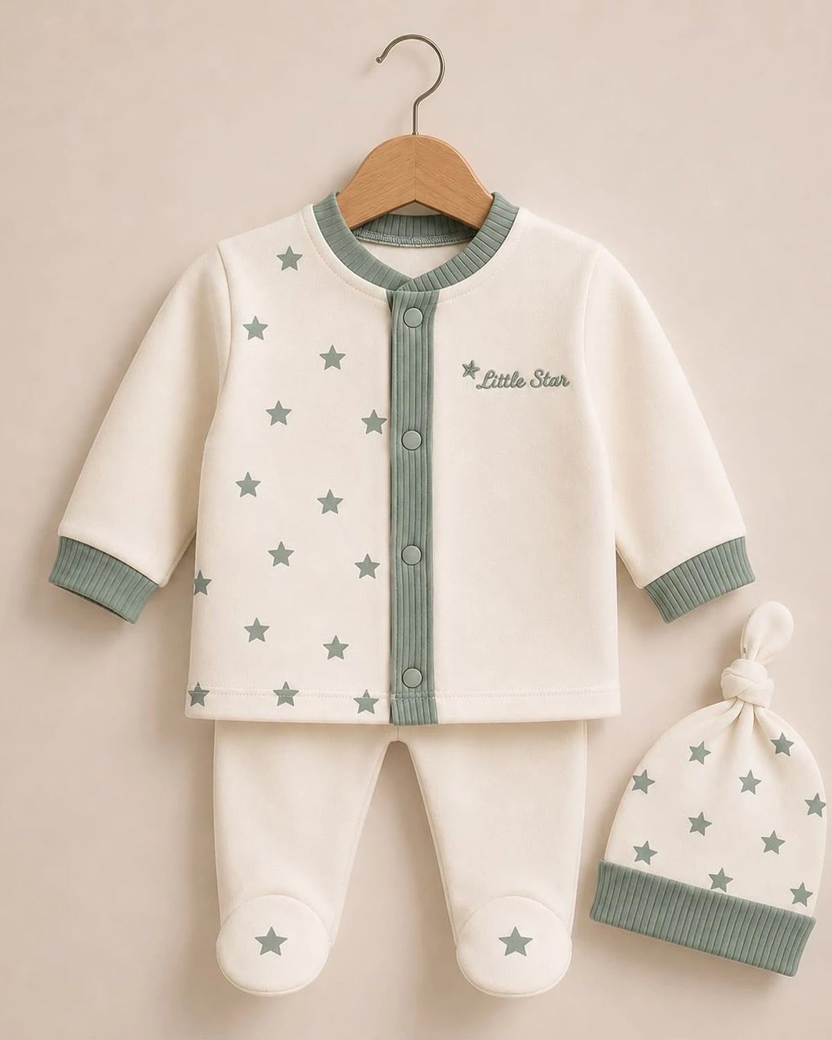 Baby 3-Piece Star Pattern Set - Green - Safera - by Peralane