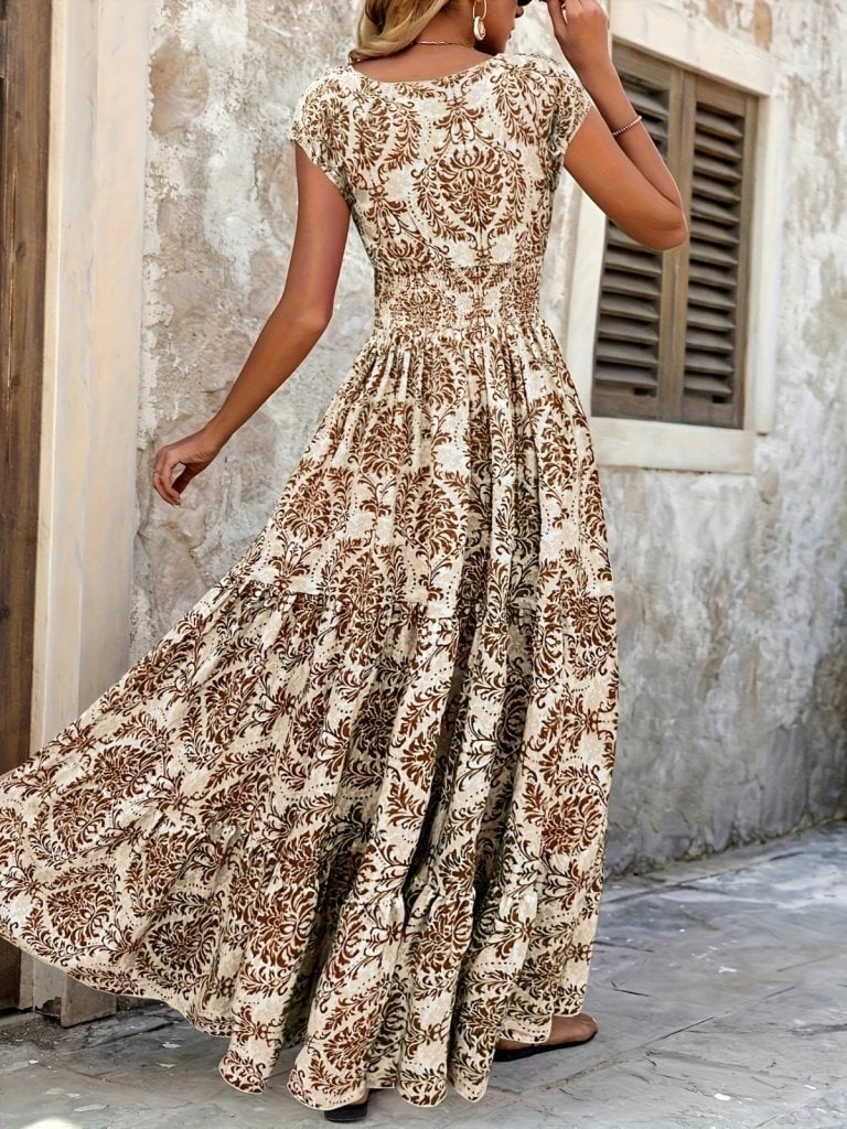 Women's Maxi Dress with Short Sleeves and Wrap V-Neck - Janes - by Peralane - photo 5