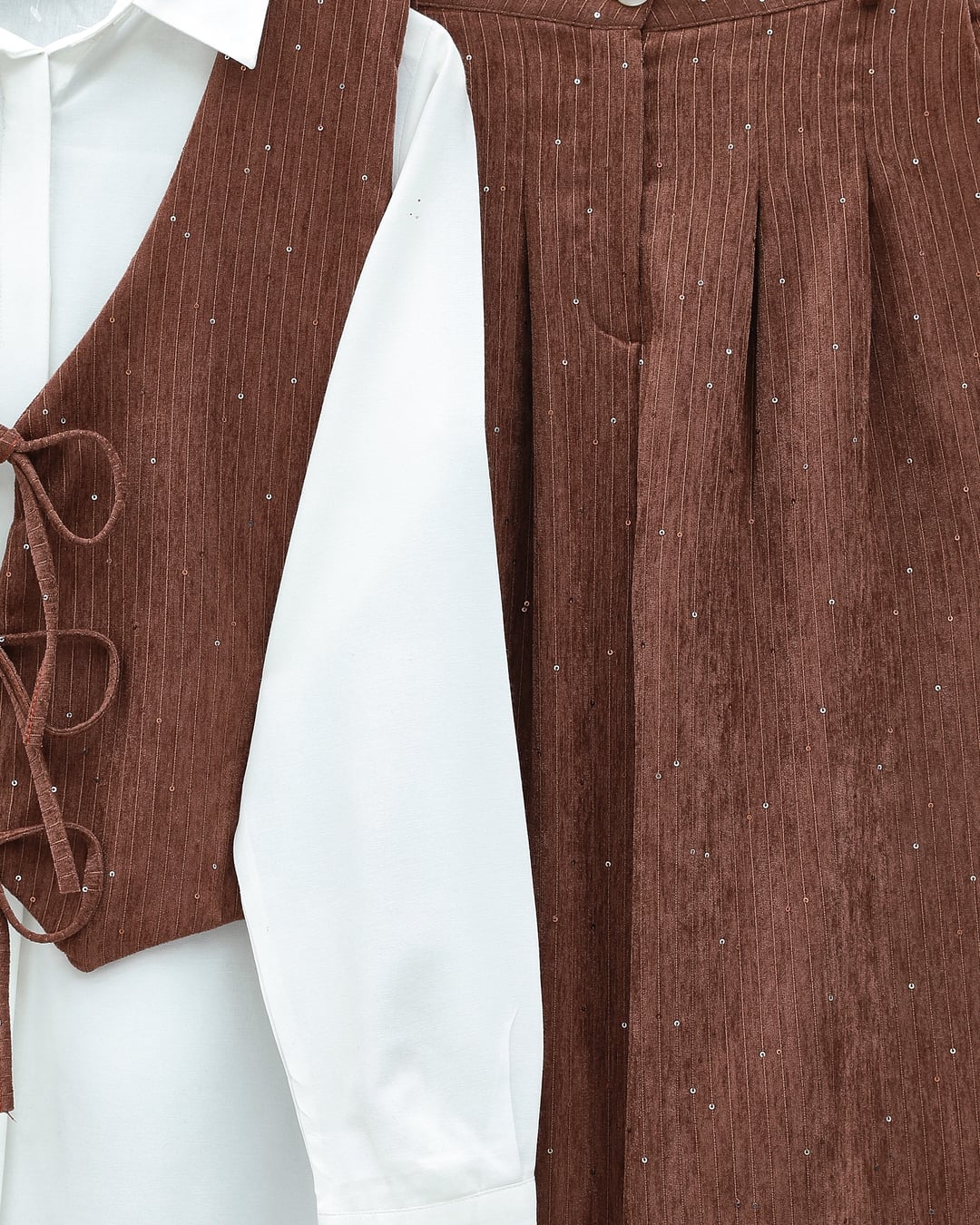 Tie-Front Vest and Corduroy Trouser Set - Podyumplus - by Peralane - photo 4