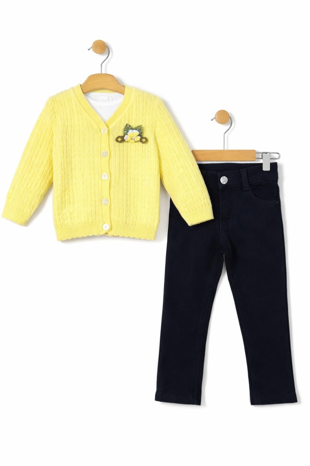 Girls' Yellow Cardigan and Trousers Set - 1046 - Has Bereket - by Peralane
